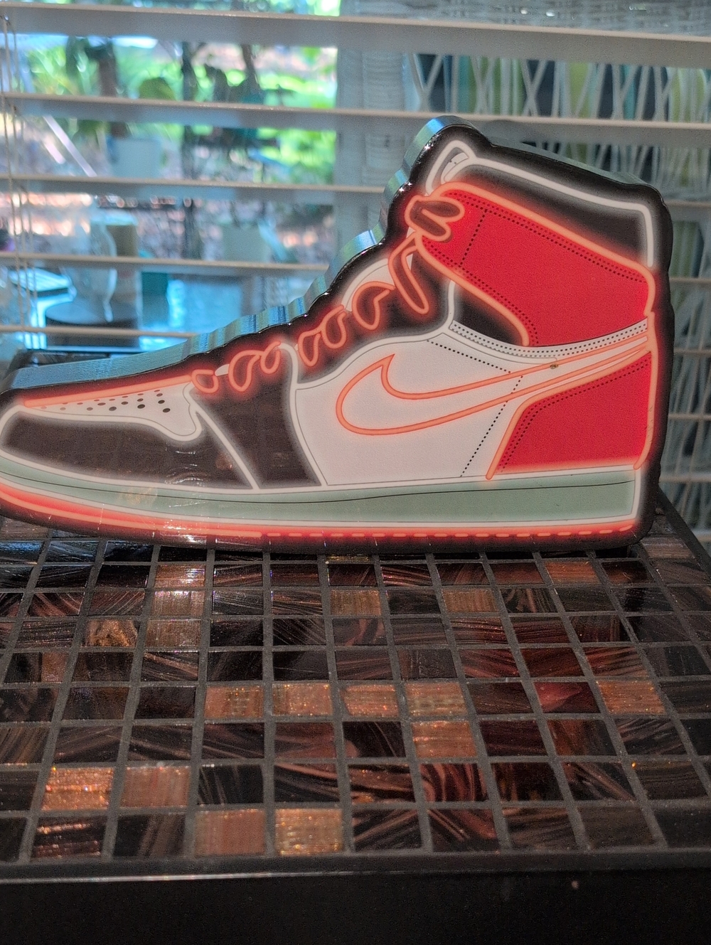 High-Top Sneaker Sign in Red, White, Black and Mint Decor